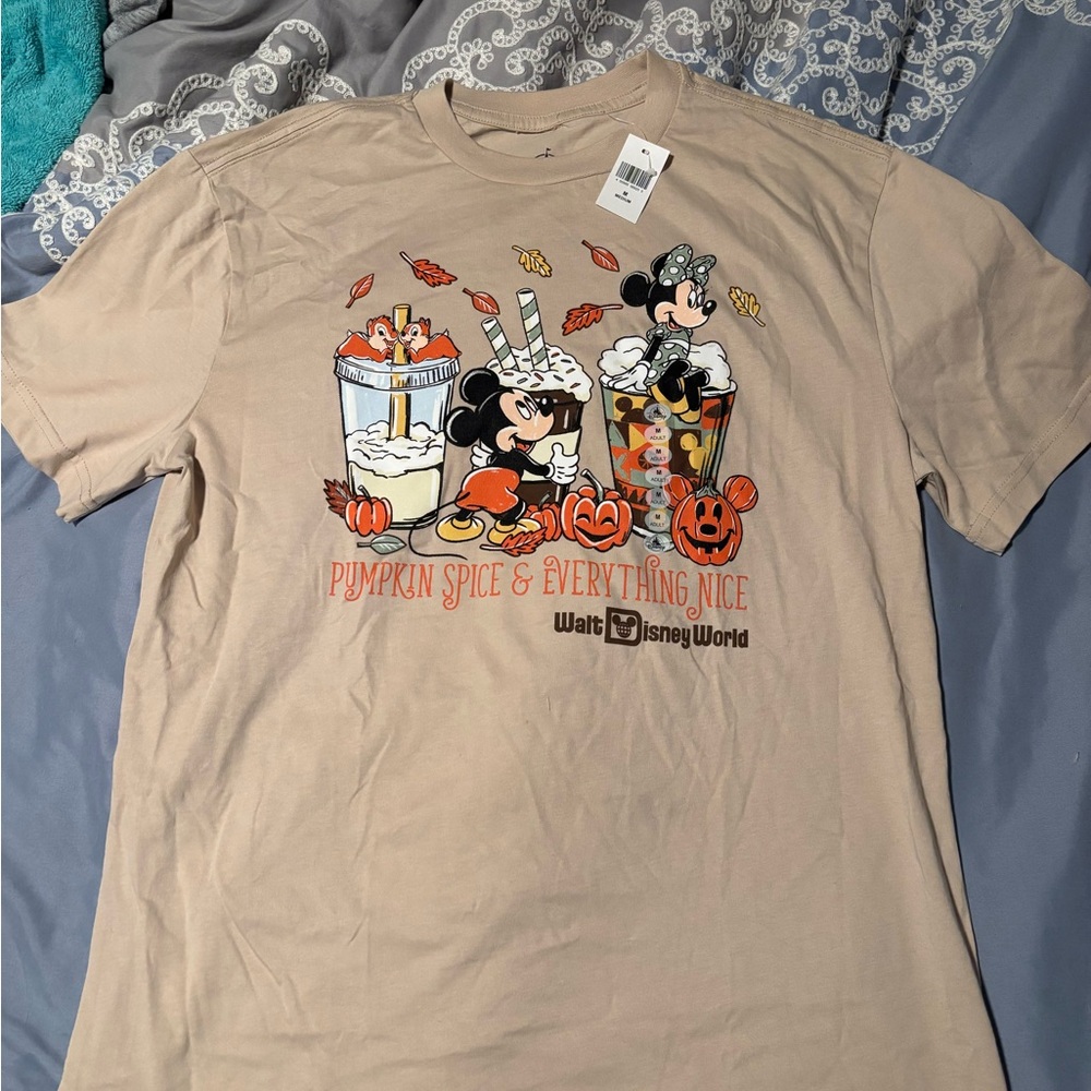 Disney Tan Short Sleeve Tee with Mickey and Minnie - Picture 1 of 2